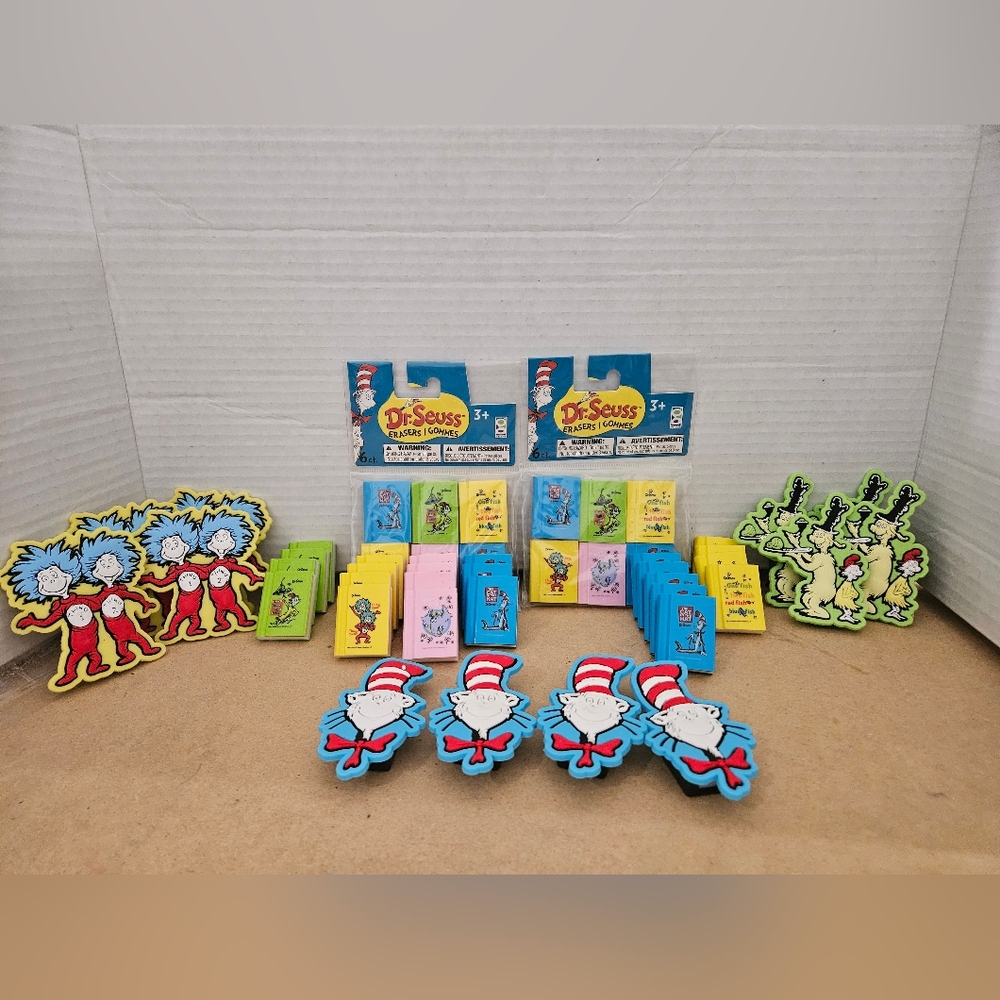 Dr Seuss Erasers And Pencil Sharpeners. Good For Prize Box Or Bags. (C)